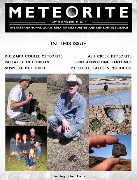 Featured on cover of Meteorite Magazine, May 2009 issue