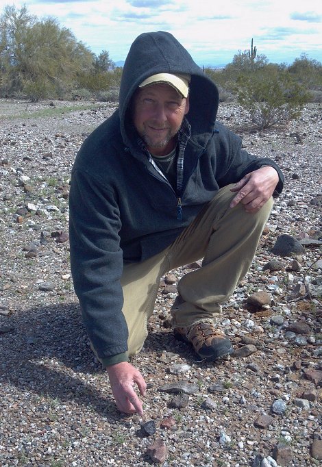 Larry Atkins, finder, with 78.2 gram complete individual in situ